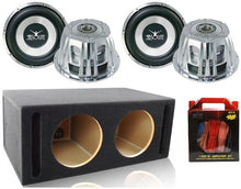 Load image into Gallery viewer, Absolute ST-1500 2000 Watt 10" Car Subwoofer + Double Ported Enclosure Box + 8 Gauge Amp Kit