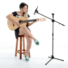 Load image into Gallery viewer, Mr. Dj MS500 Universal Adjustable Tripod Microphone Stands Adjustable Boom Stage with Mic Holder Clips