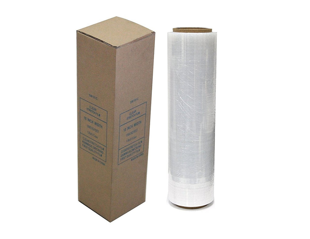 Absolute SW181C Single Original Roll Clear Plastic Film Pallet Shrink Wrap 18" x 1500 sq. ft.