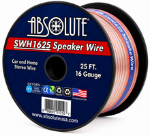 Load image into Gallery viewer, Absolute SWH1625 16 Gauge 25 Feet Clear Speaker Wire + 3/4" x 60' FT Black Electrical Tape