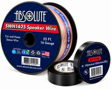 Load image into Gallery viewer, Absolute SWH1625 16 Gauge 25 Feet Clear Speaker Wire + 3/4" x 60' FT Black Electrical Tape