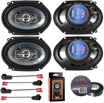 2 Absolute TQ-684 6"x8" 5x7" Front & Rear Speakers + Harness Fit Ford Freestar 2004-2007