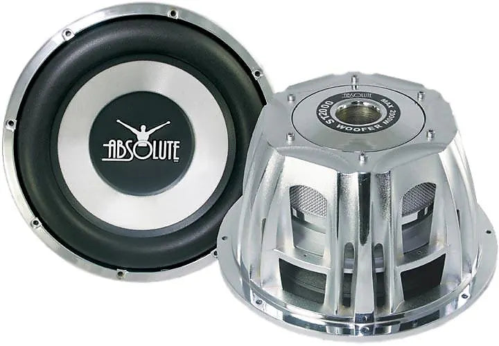 2 x Absolute ST-1500 2000W 10" Dual 4-Ohm Car Subwoofer + 8 Gauge Amp Kit