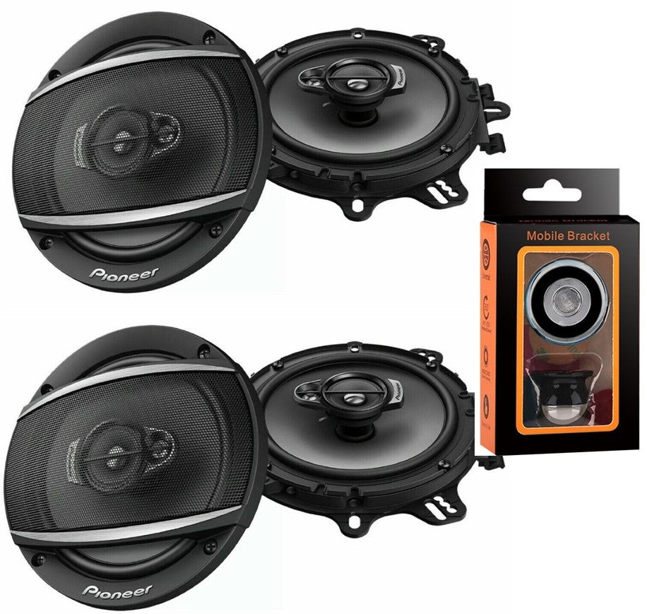 2 Pairs of Pioneer 6-1/2" 6.5" 4-Way 350 Watt Coaxial Car Audio Speakers TS-A1680F (4 Speakers) + Absolute Cell Phone Magnet