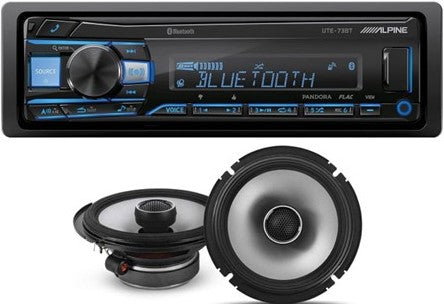Alpine UTE-73BT In-Dash Digital Media Receiver Bluetooth & S2-S65 6.5" 480 Watts Coaxial Car Speakers