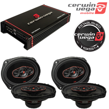 Load image into Gallery viewer, Cerwin Vega H800.4 HED Amplifier, 4 Channels, 1600W Max with 2 Pair H7694 HED Series 6.9'' 420W 4-Way Speakers