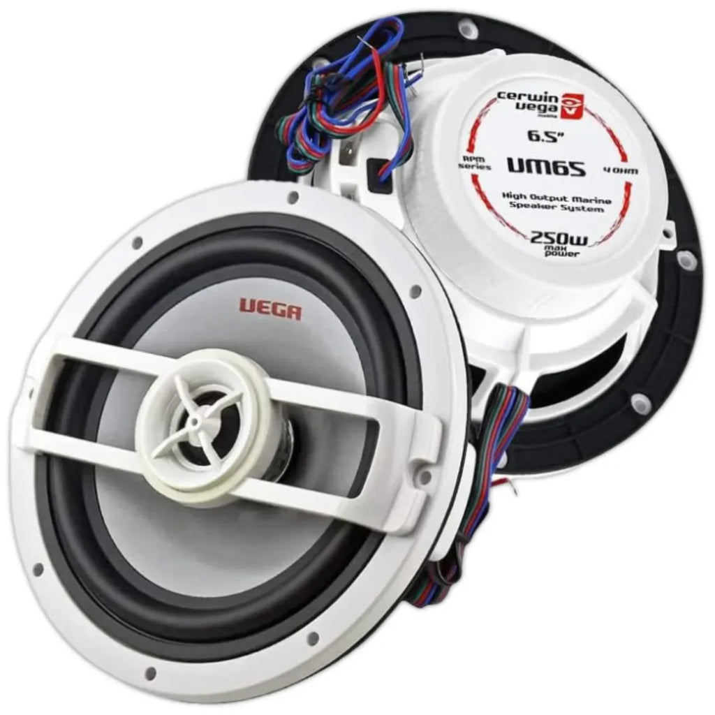 2 Cerwin Vega VM65 6.5" 250W Marine & Powersport Speakers w/LED Lighting