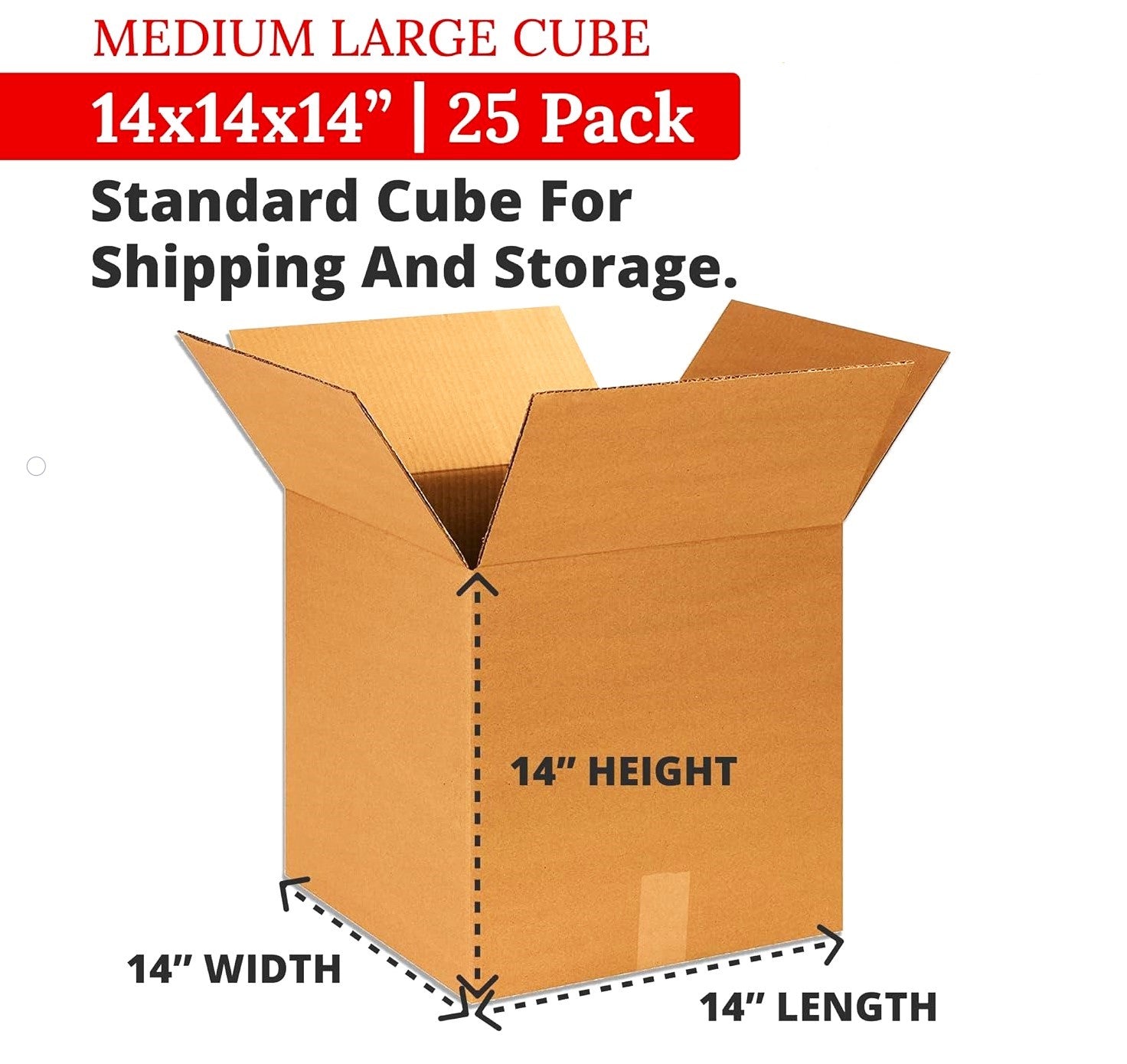 10 Pack Shipping Boxes 14"L x 14"W x 14"H Corrugated Cardboard Box for Packing Moving Storage