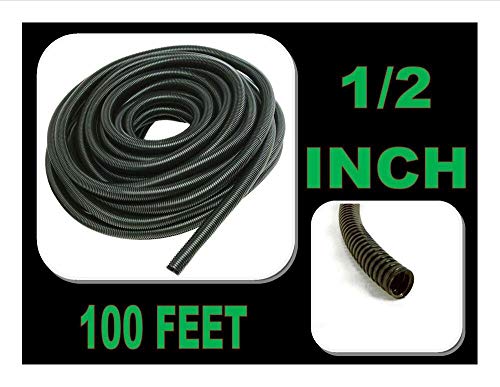 100'- 1/2" Split Loom Wire Tubing Black Poly Auto Trailer - (100' Feet)