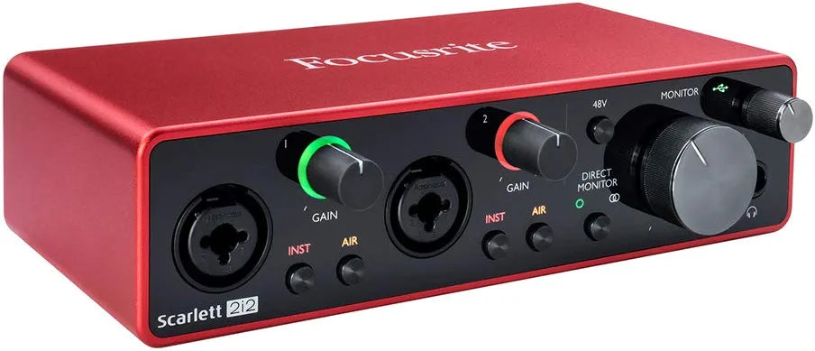 Focusrite Scarlett 2i2 USB Audio Interface 3rd Ge, Mackie CR3-X Powered Monitors & MR DJ 1/4" TO 1/4" Cable
