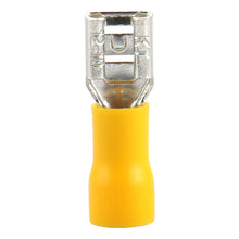 Load image into Gallery viewer, Female Quick disconnects Vinyl Insulated Spade Wire Connector Electrical Crimp Terminal 12-10 AWG Yellow Pack of 100