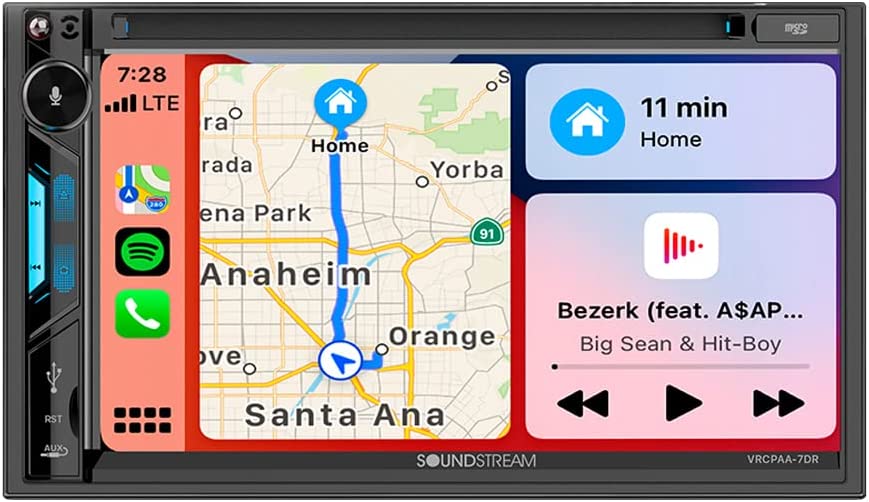 Soundstream VRCPAA-7DR Multimedia 7" Double-DIN DVD Receiver w/ CarPlay and Android Auto