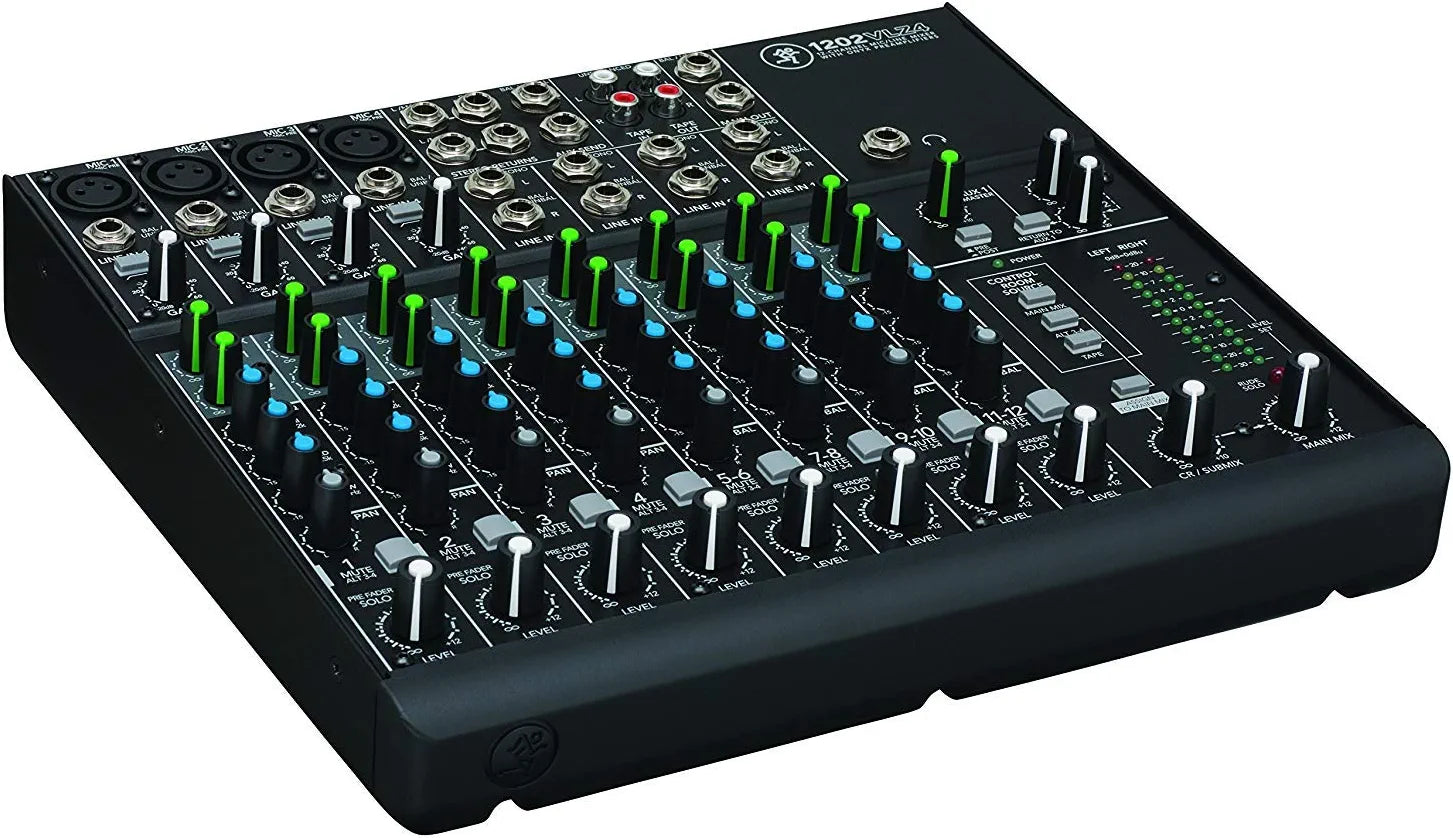 Mackie 1202VLZ4 12-channel Mixer with Ultra-wide 60dB gain range and Onyx Mic Preamps