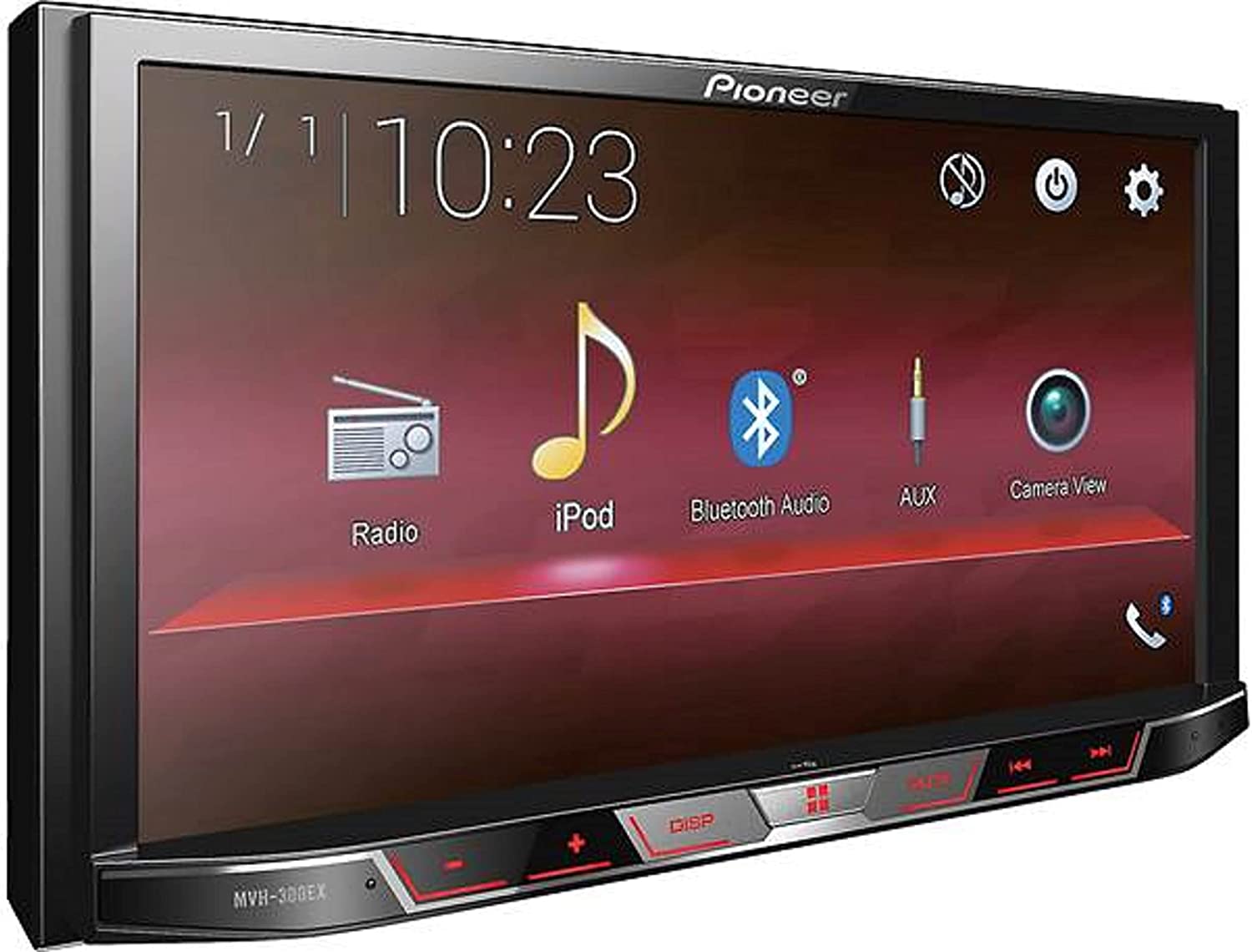 Pioneer MVH-300EX Double Din Digital Multimedia Video Receiver with 7" WVGA Touchscreen Display Built-in Bluetooth