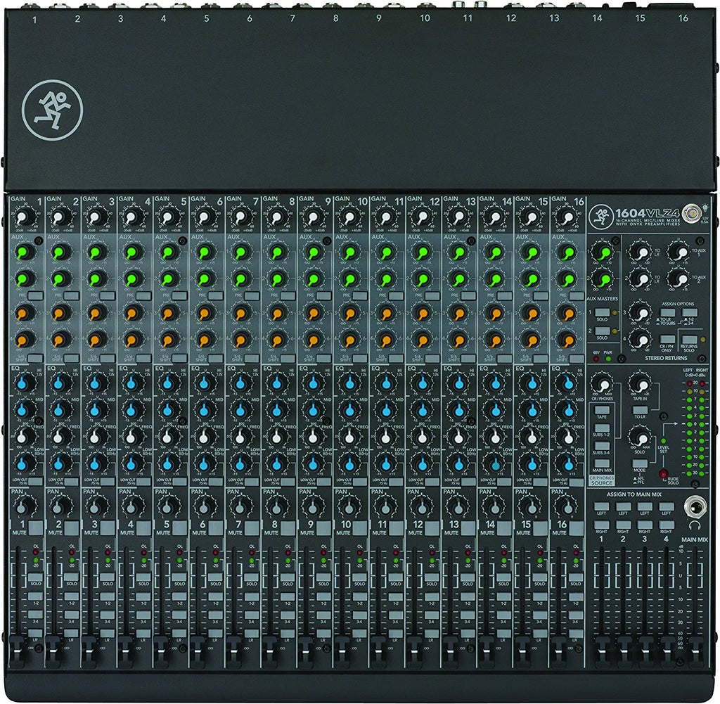 Mackie 1604VLZ4 16-channel Mixer 4-Bus Compact Mixer with Ultra-wide 60dB gain range and 16 Onyx Mic Preamps
