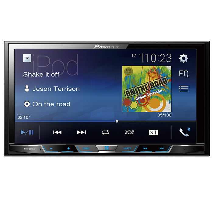 Pioneer MVH-300EX Double Din Digital Multimedia Video Receiver with 7" WVGA Touchscreen Display Built-in Bluetooth