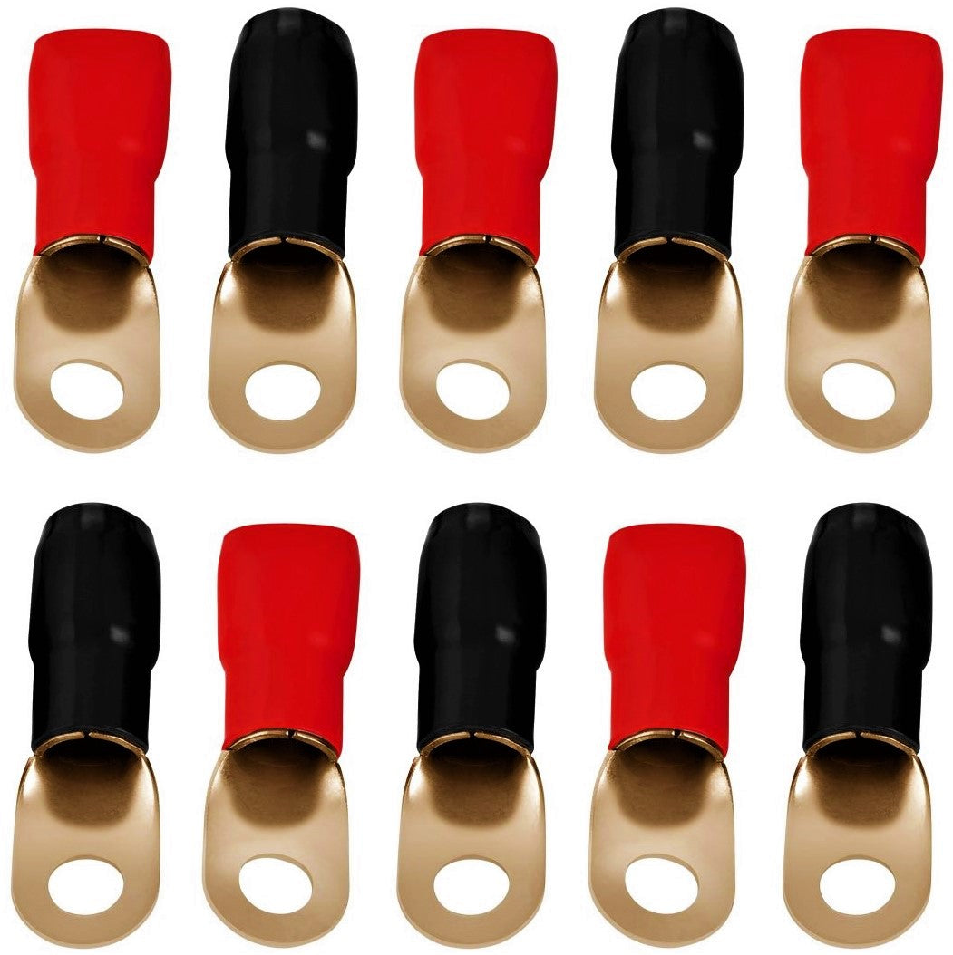 1/0 Gauge Crimp Ring Terminals Connectors 100-Pack (Red Black)