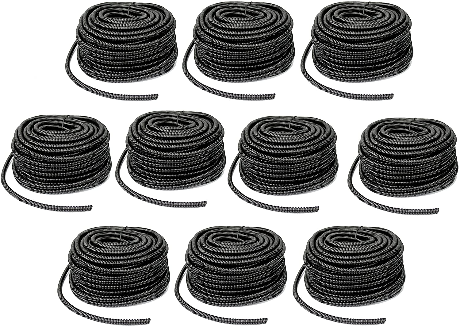 10 X SLT38 100 FT 3/8" BLACK SPLIT WIRE LOOM POLYETHYLENE TUBING CABLE CONDUIT - SHIPS FREE